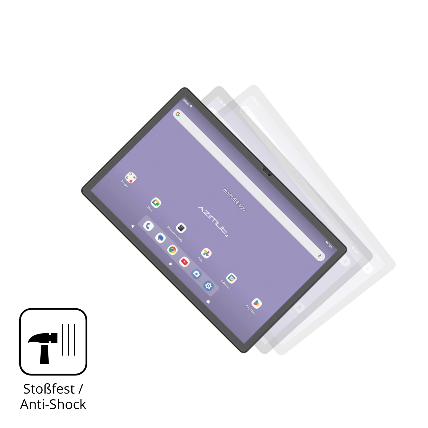 Schutz gegen Kratzer auf dem Mediacom SmartPad Azimut 4 Glas durch Schlüssel, Stöße gegen die Tischkante oder Stürze