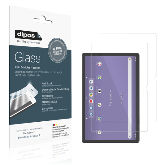 Klare Displayschutzfolie von dipos passend für Mediacom SmartPad Azimut 4, 9H kratzfest und blasenfrei montiert