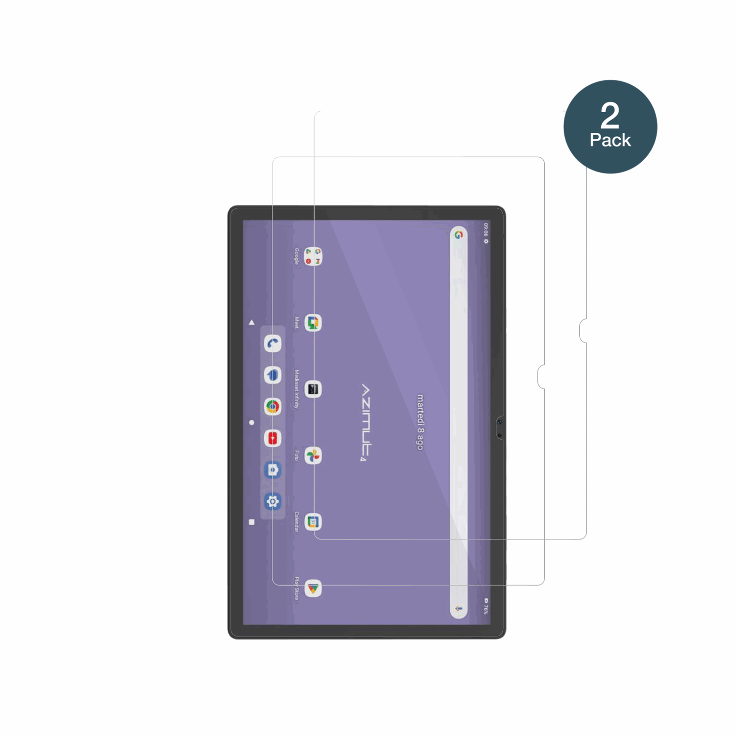 MediacomSmartPad Azimut 4 mit aufgebrachter dipos Flex Schutzfolie, glasklare Darstellung ohne Einschränkungen