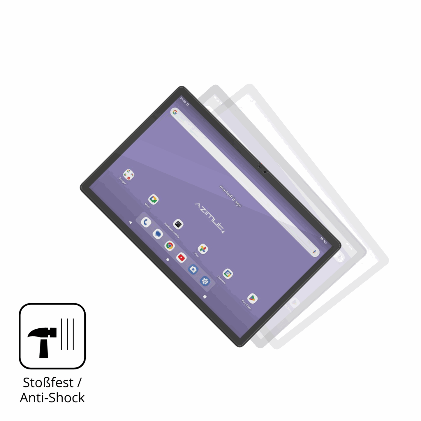 Schutz gegen Kratzer auf dem Mediacom SmartPad Azimut 4 Glas durch Schlüssel, Stöße gegen die Tischkante oder Stürze