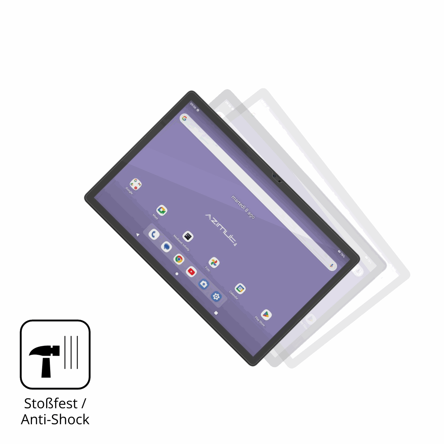 Schutz gegen Kratzer auf dem Mediacom SmartPad Azimut 4 Glas durch Schlüssel, Stöße gegen die Tischkante oder Stürze