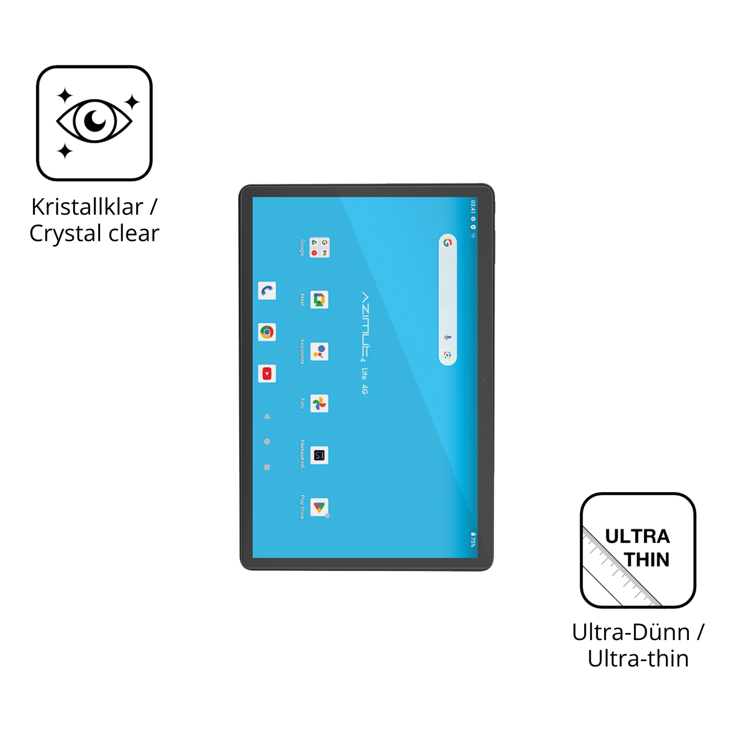 Dünne und klare Folie passend zugeschnitten für Mediacom SmartPad Azimut 4 Lite