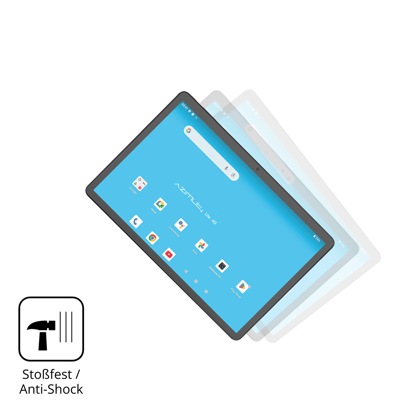 Schutz gegen Kratzer auf dem Mediacom SmartPad Azimut 4 Lite Glas durch Schlüssel, Stöße gegen die Tischkante oder Stürze