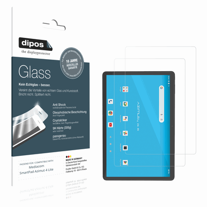 Klare Displayschutzfolie von dipos passend für Mediacom SmartPad Azimut 4 Lite, 9H kratzfest und blasenfrei montiert