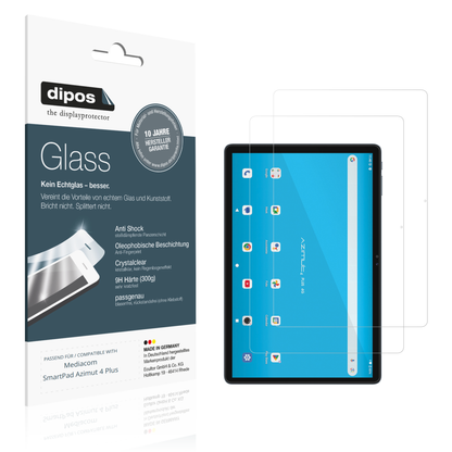 Klare Displayschutzfolie von dipos passend für Mediacom SmartPad Azimut 4 Plus, 9H kratzfest und blasenfrei montiert