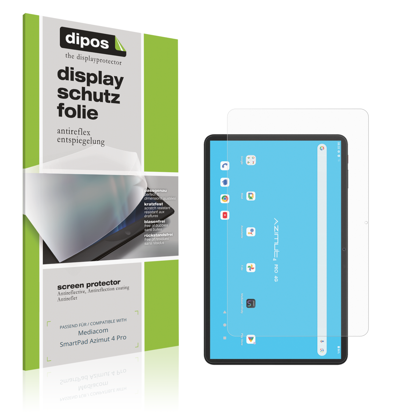 Matte Displayschutzfolie von dipos passend für Mediacom SmartPad Azimut 4 Pro, präziser Zuschnitt und blasenfrei montiert