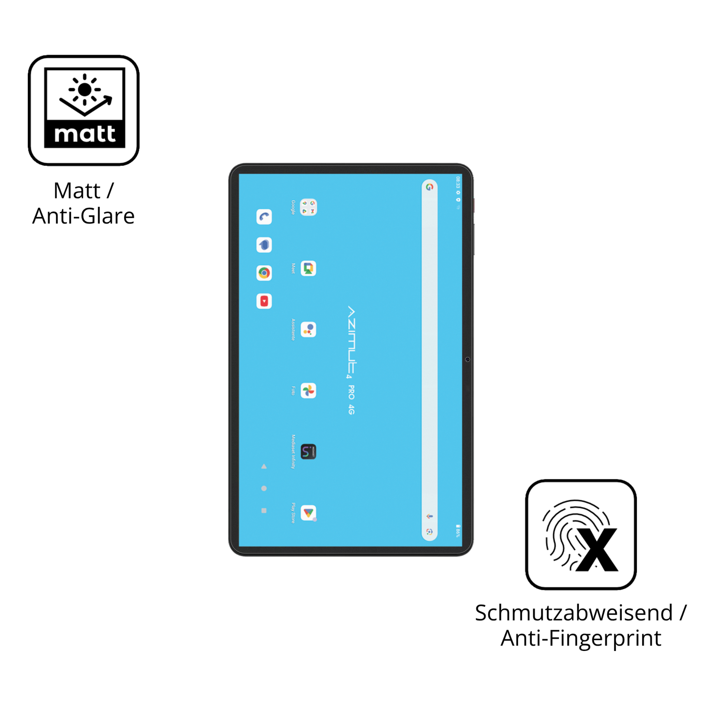 Dünne und entspiegelnde Folie passend zugeschnitten für Mediacom SmartPad Azimut 4 Pro