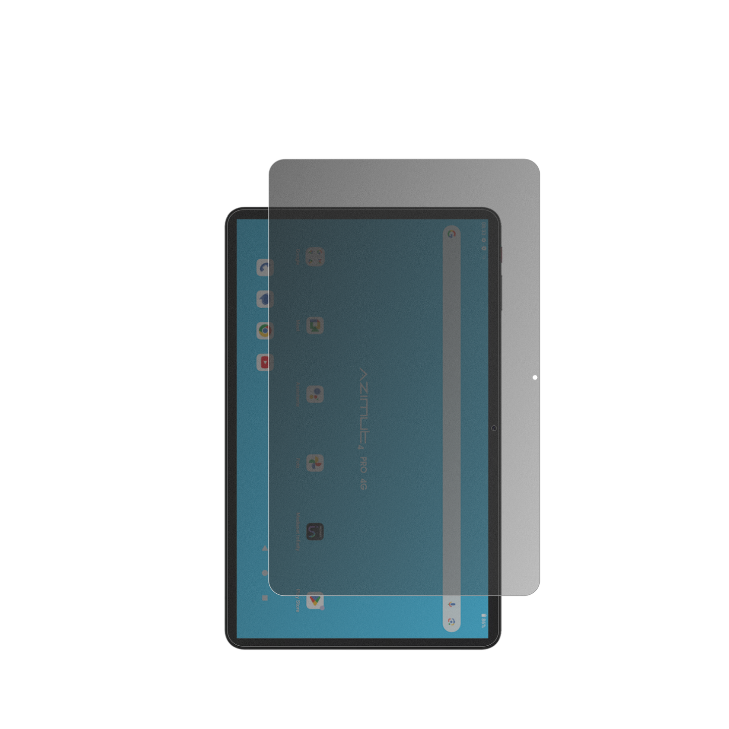 MediacomSmartPad Azimut 4 Pro mit aufgebrachtem dipos Displayschutz, der seitliche Einblicke blockiert
