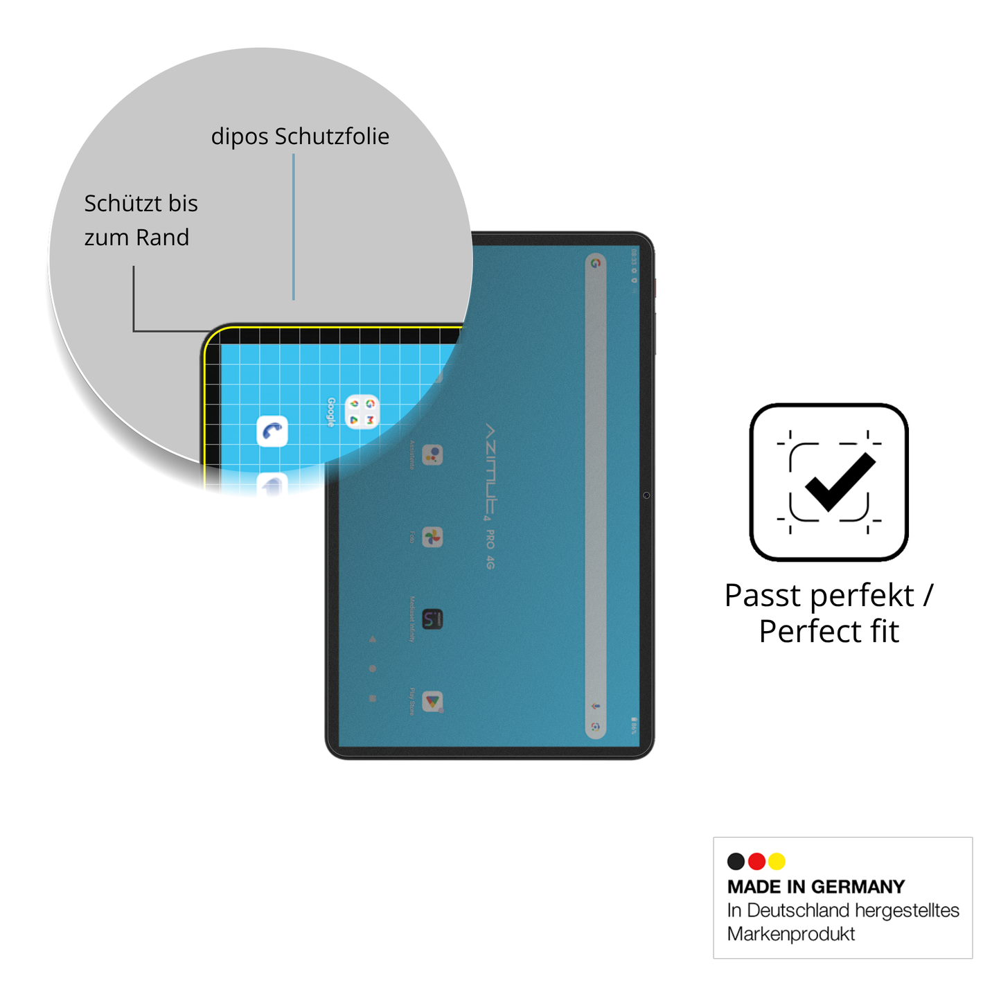 Schutz gegen Kratzer auf dem Mediacom SmartPad Azimut 4 Pro Glas durch Schlüssel oder Ähnliches