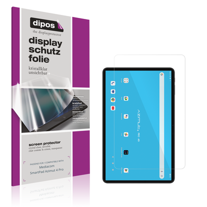 Klare Displayschutzfolie von dipos passend für Mediacom SmartPad Azimut 4 Pro, präziser Zuschnitt und blasenfrei montiert