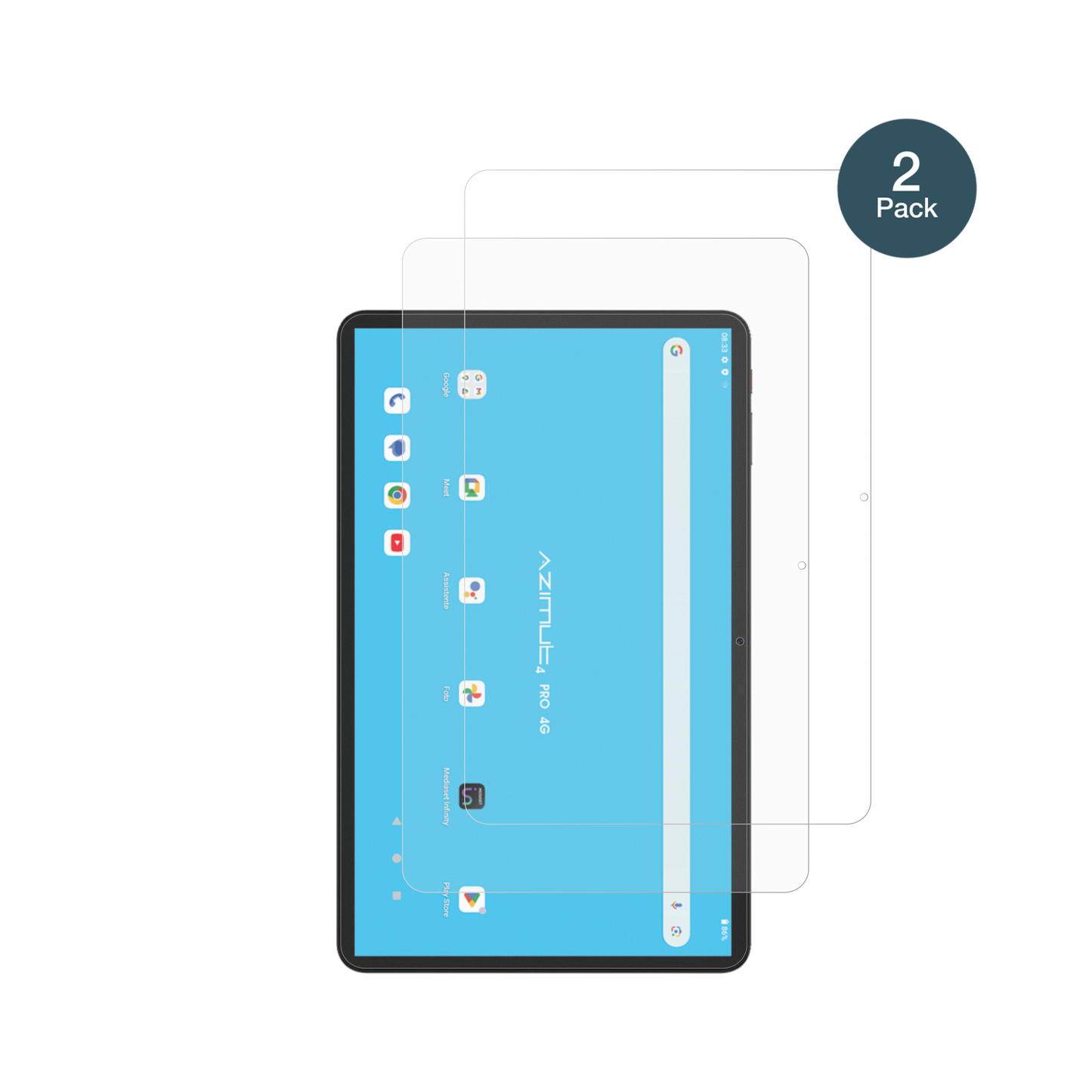 MediacomSmartPad Azimut 4 Pro mit aufgebrachter dipos Panzerfolie, die lästige Fingerabdrücke minimiert
