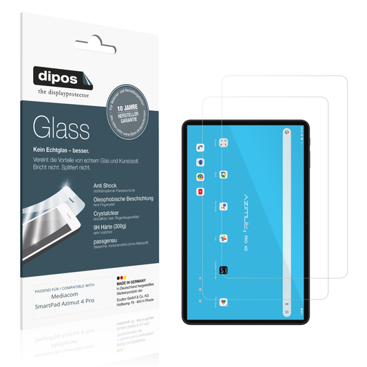 Klare Displayschutzfolie von dipos passend für Mediacom SmartPad Azimut 4 Pro, 9H kratzfest und blasenfrei montiert