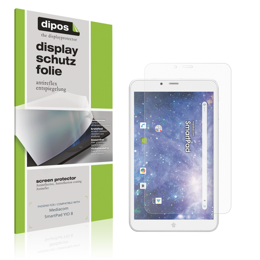 Matte Displayschutzfolie von dipos passend für Mediacom SmartPad YIO 8, präziser Zuschnitt und blasenfrei montiert