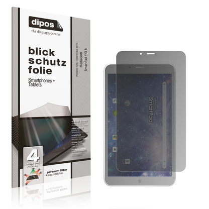 Blickschutzfolie von dipos passend für Mediacom SmartPad YIO 8, präziser Zuschnitt und blasenfrei montiert