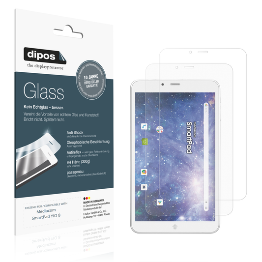 Matte Displayschutzfolie von dipos passend für Mediacom SmartPad YIO 8, 9H kratzfest und blasenfrei montiert