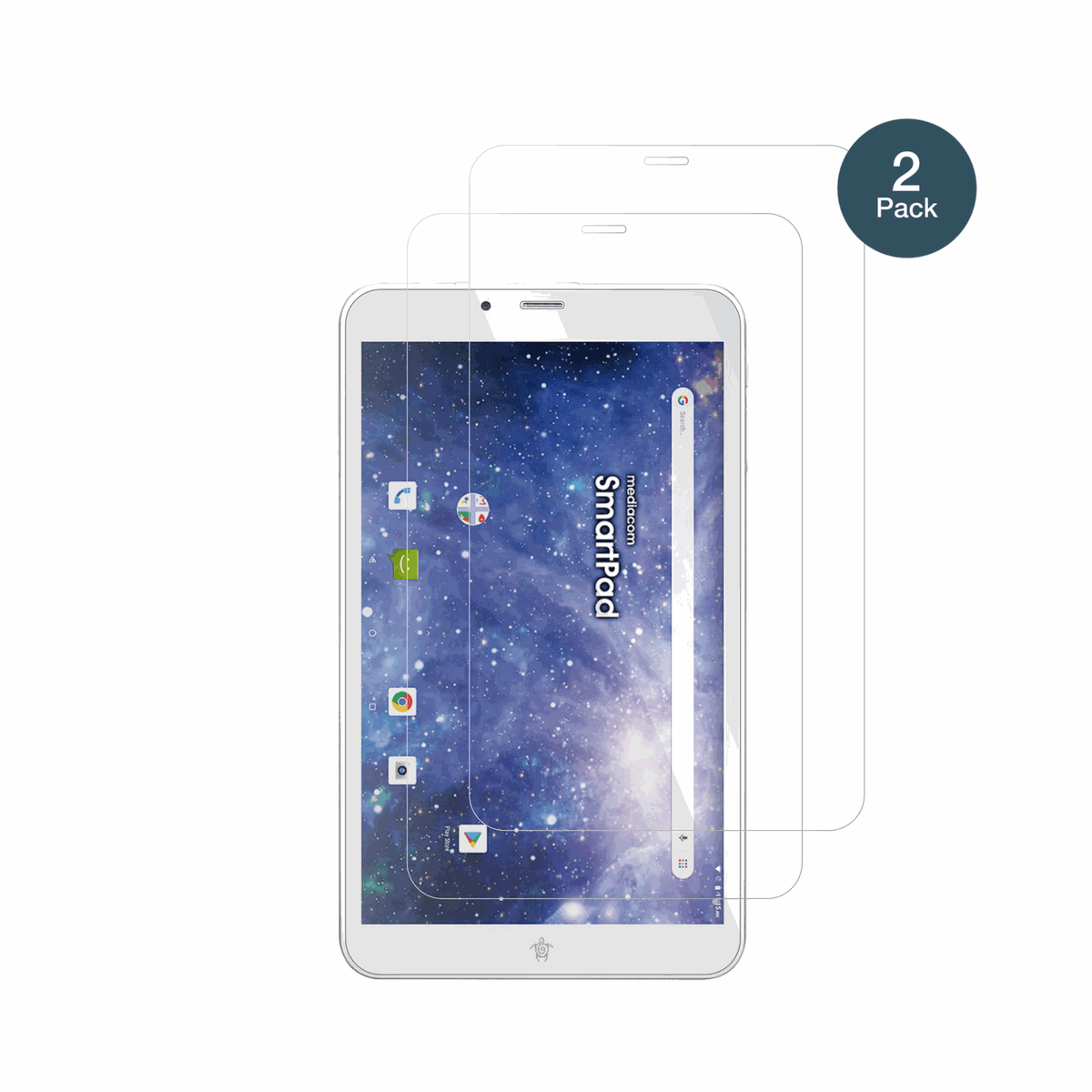 MediacomSmartPad YIO 8 mit aufgebrachter dipos Flex Schutzfolie, glasklare Darstellung ohne Einschränkungen