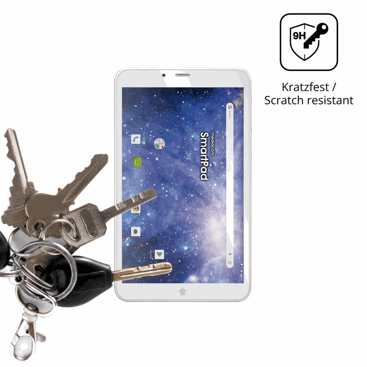 dipos Displayschutz für Mediacom SmartPad YIO 8, transparente Oberfläche, perfekte Passform auch für die Rundungen