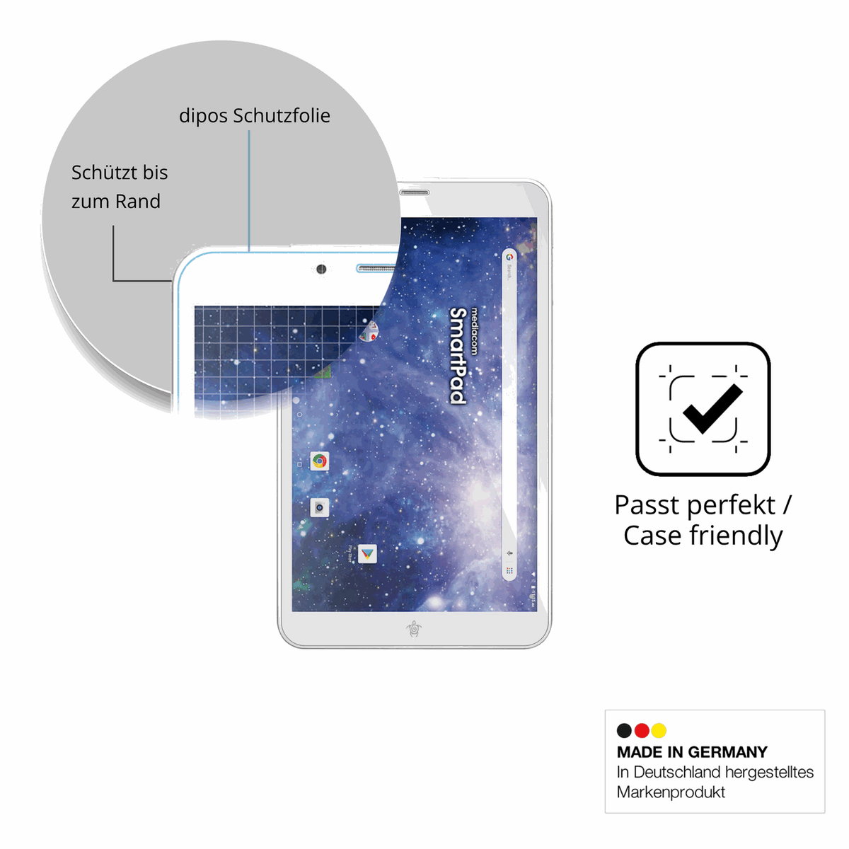Besonders flexibler Displayschutz mit Anti-Shock-Schicht im Materialmix