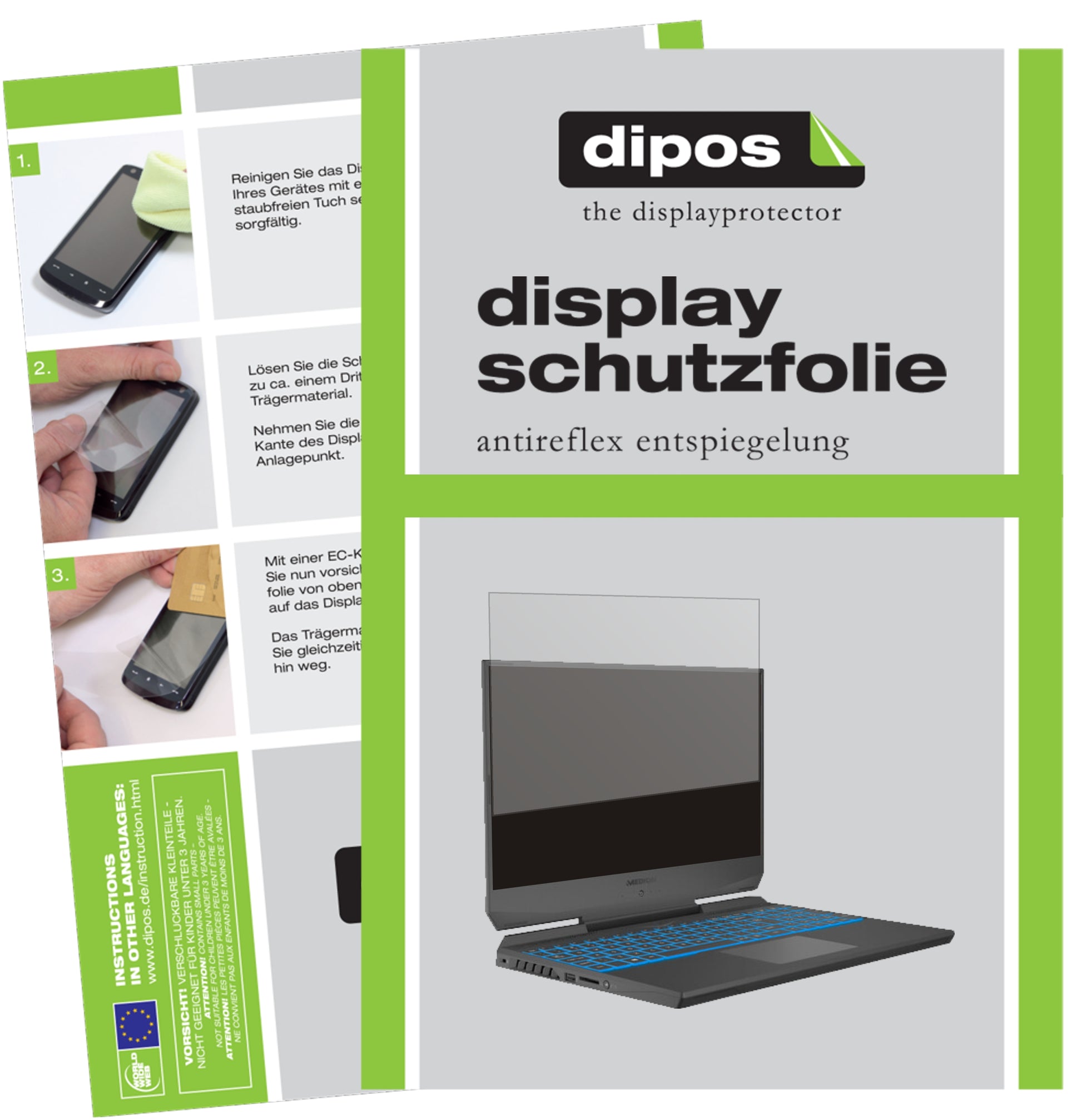 Matte Displayschutzfolie von dipos passend für Medion Erazer Deputy P10, präziser Zuschnitt und blasenfrei montiert