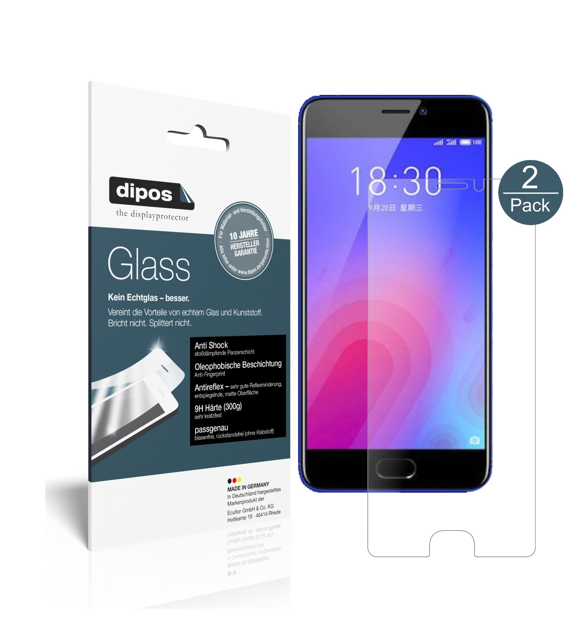 Mattes Panzerglas: Schutz vor Brüchen, Fingerabdrücken und Bildschirmblendung für Meizu-M6