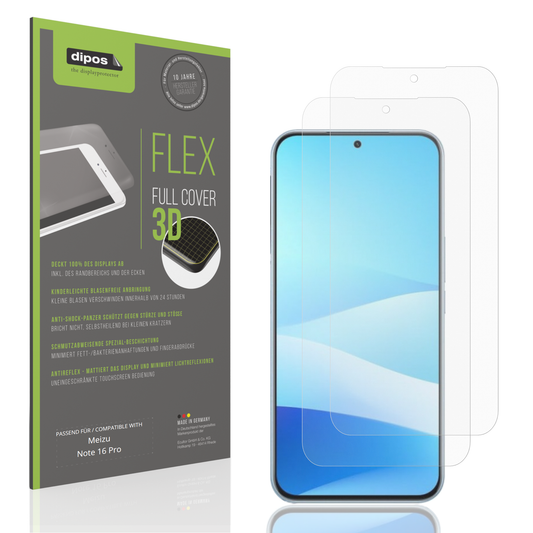 Matte Displayschutzfolie von dipos passend für Meizu Note 16 Pro, 100% Displayabdeckung und blasenfreie Montage
