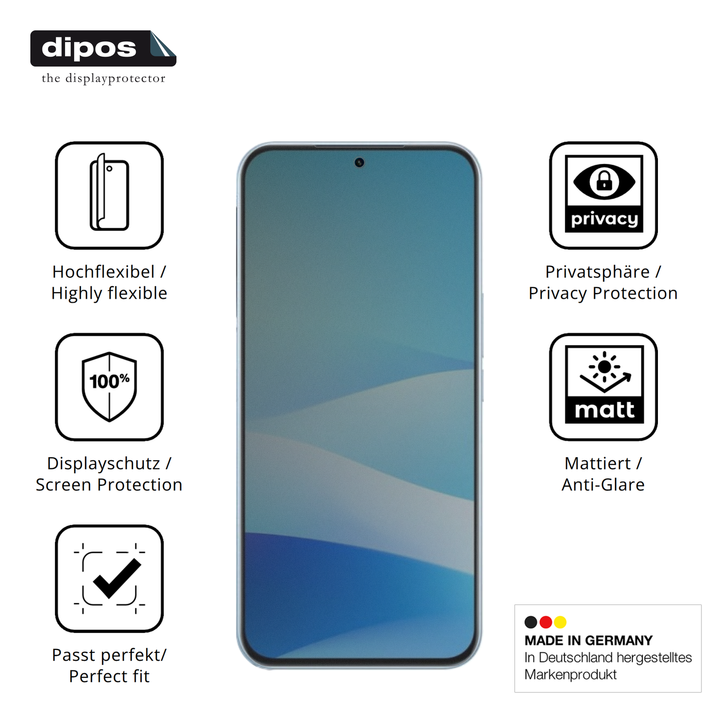 Flexible TPU-Folie passend zugeschnitten für Meizu Note 16 Pro, mit Privatsphäre-Schutz durch Sichtschutz-Folie