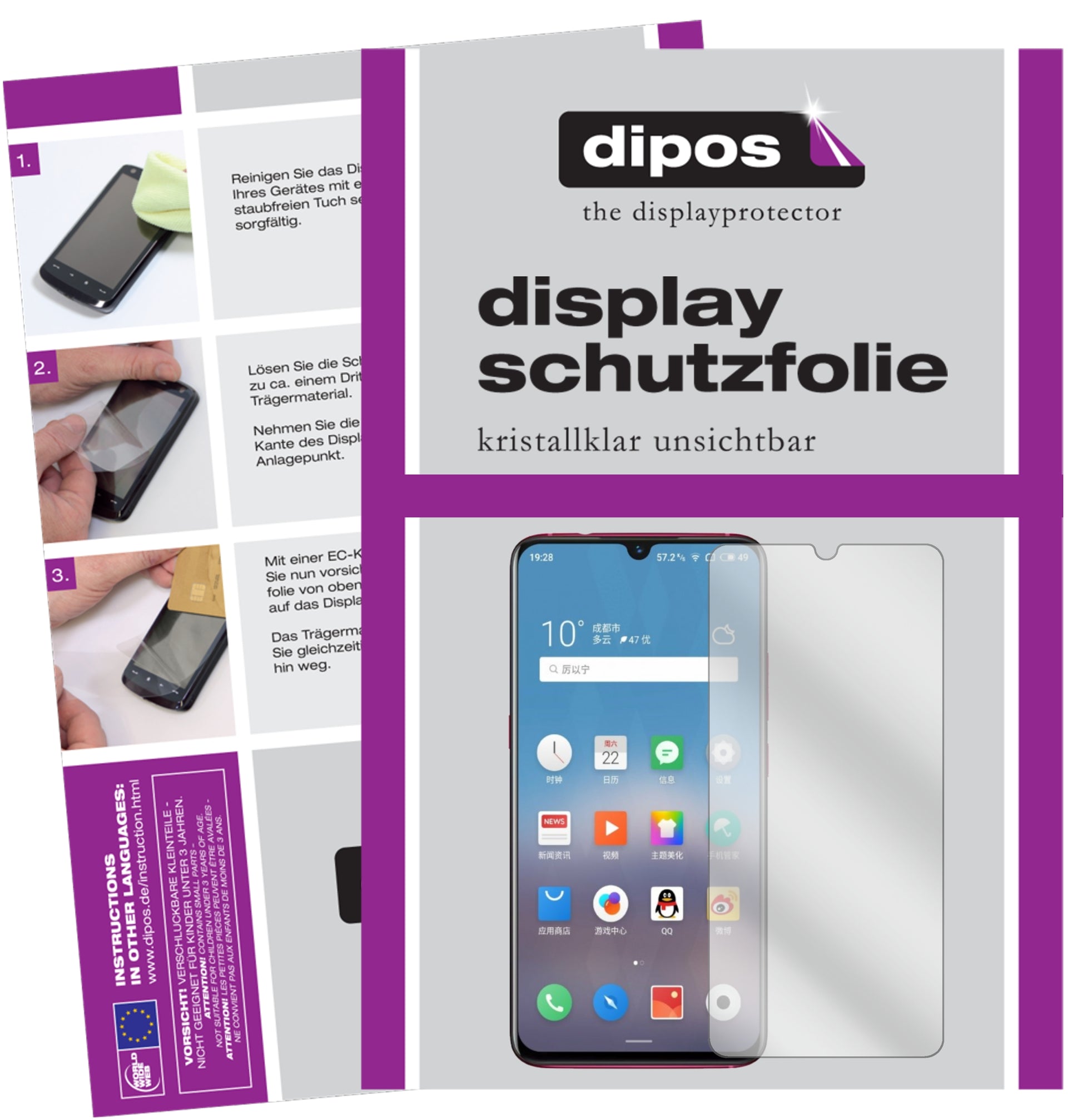 Kristallklare, dünne Schutzfolie: Kratzfest & passgenau für Meizu-Note 9