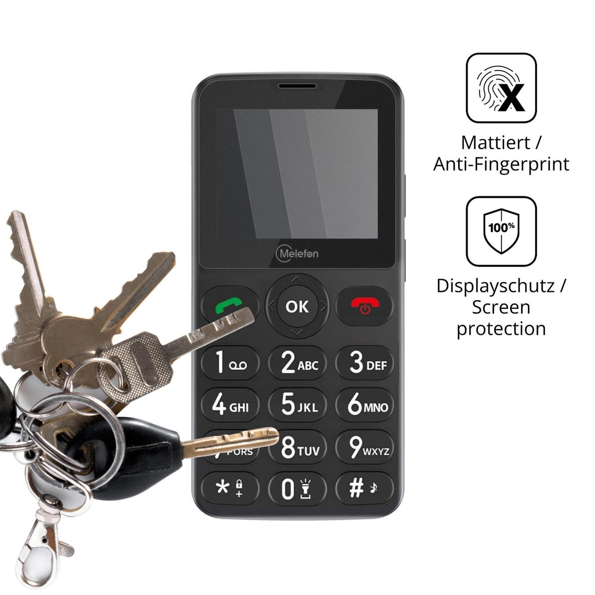 dipos Displayschutz für Melefon D112, mattierte Oberfläche, Blickschutzfilter und perfekter Passform