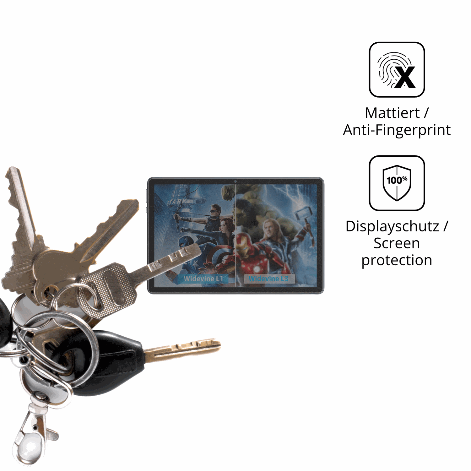 dipos Displayschutz für MENTUME M70, mattierte Oberfläche, Blickschutzfilter und perfekter Passform