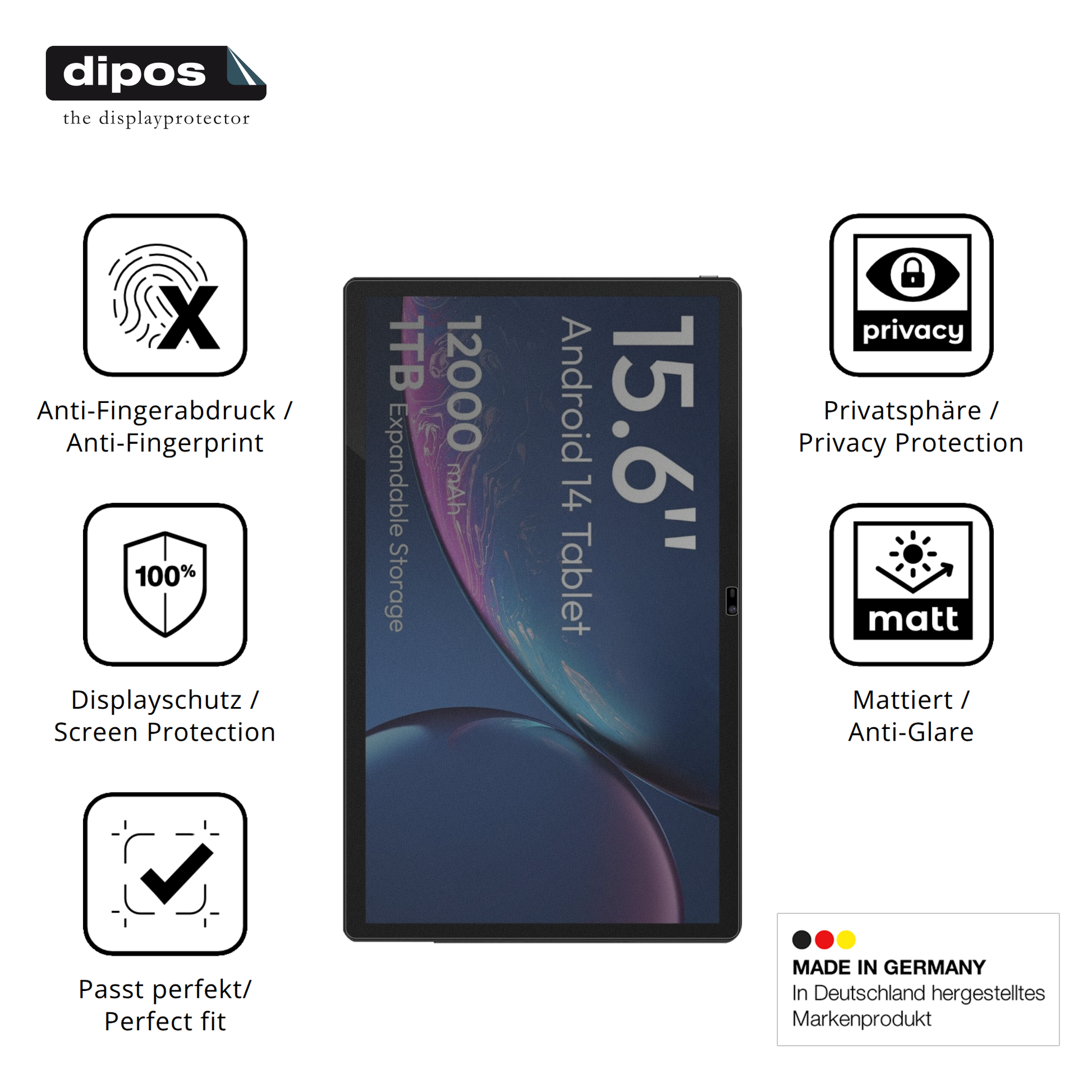 Privatsphäre-Schutz durch Sichtschutz-Folie passend zugeschnitten für meswao15.6 zoll