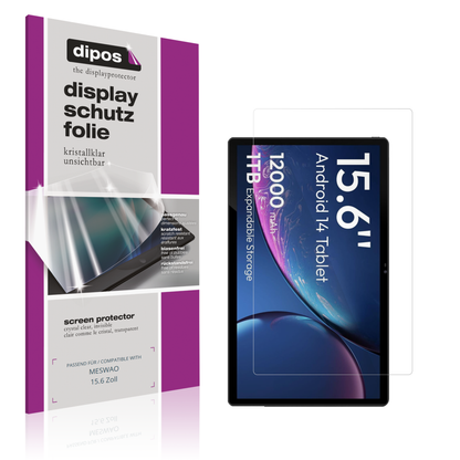 Klare Displayschutzfolie von dipos passend für meswao15.6 zoll, präziser Zuschnitt und blasenfrei montiert