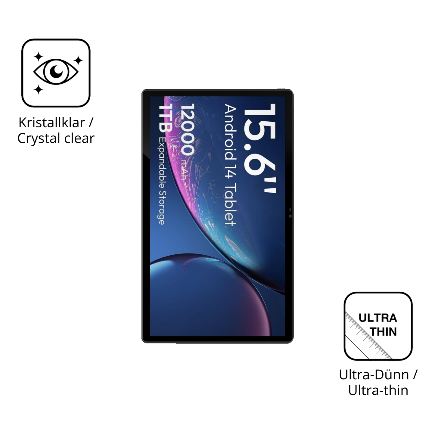2x Schutzfolie klar für MESWAO 15.6 Zoll Display-Schutzfolie