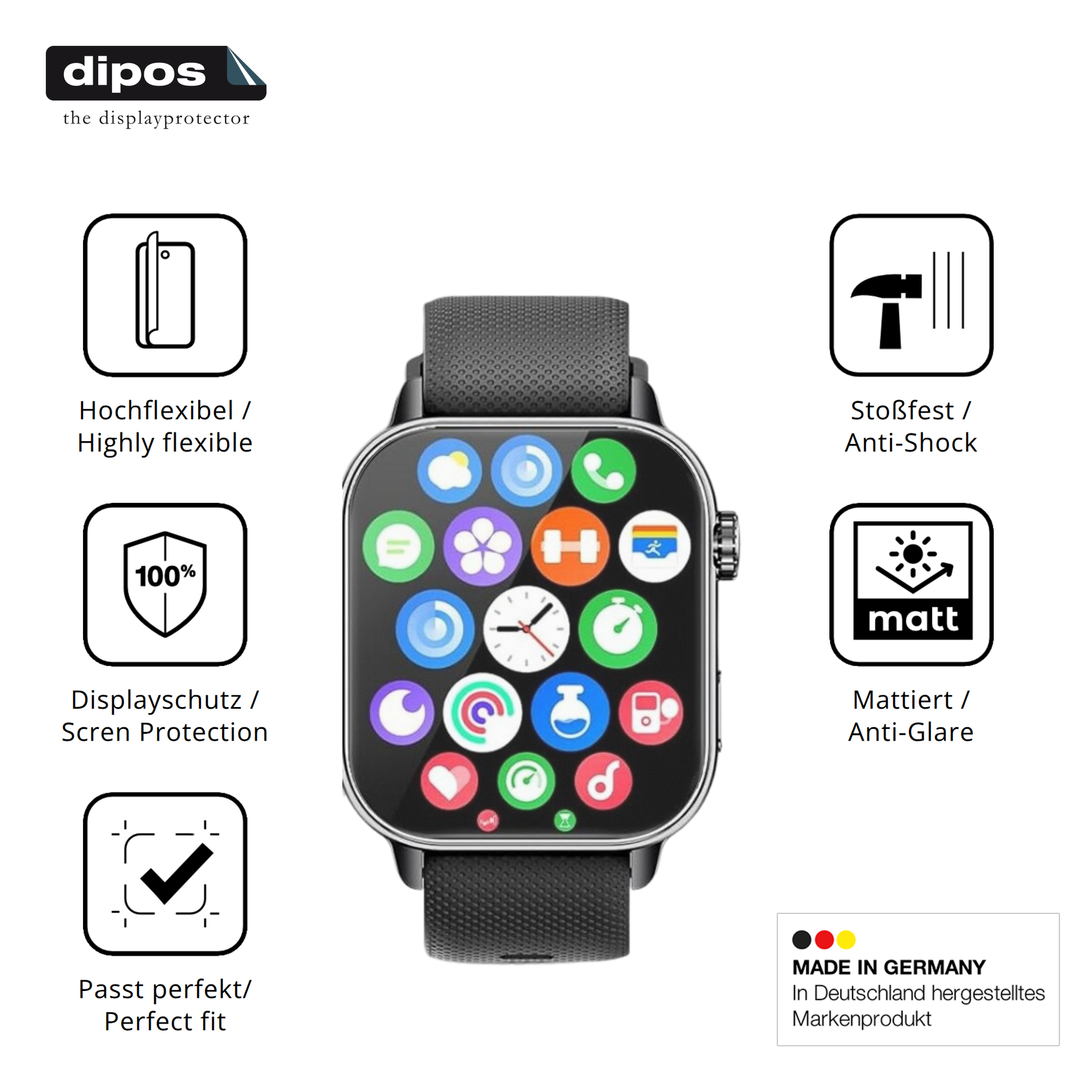 Displayschutz hergestellt in Deutschland, höchste Qualität made in Germany