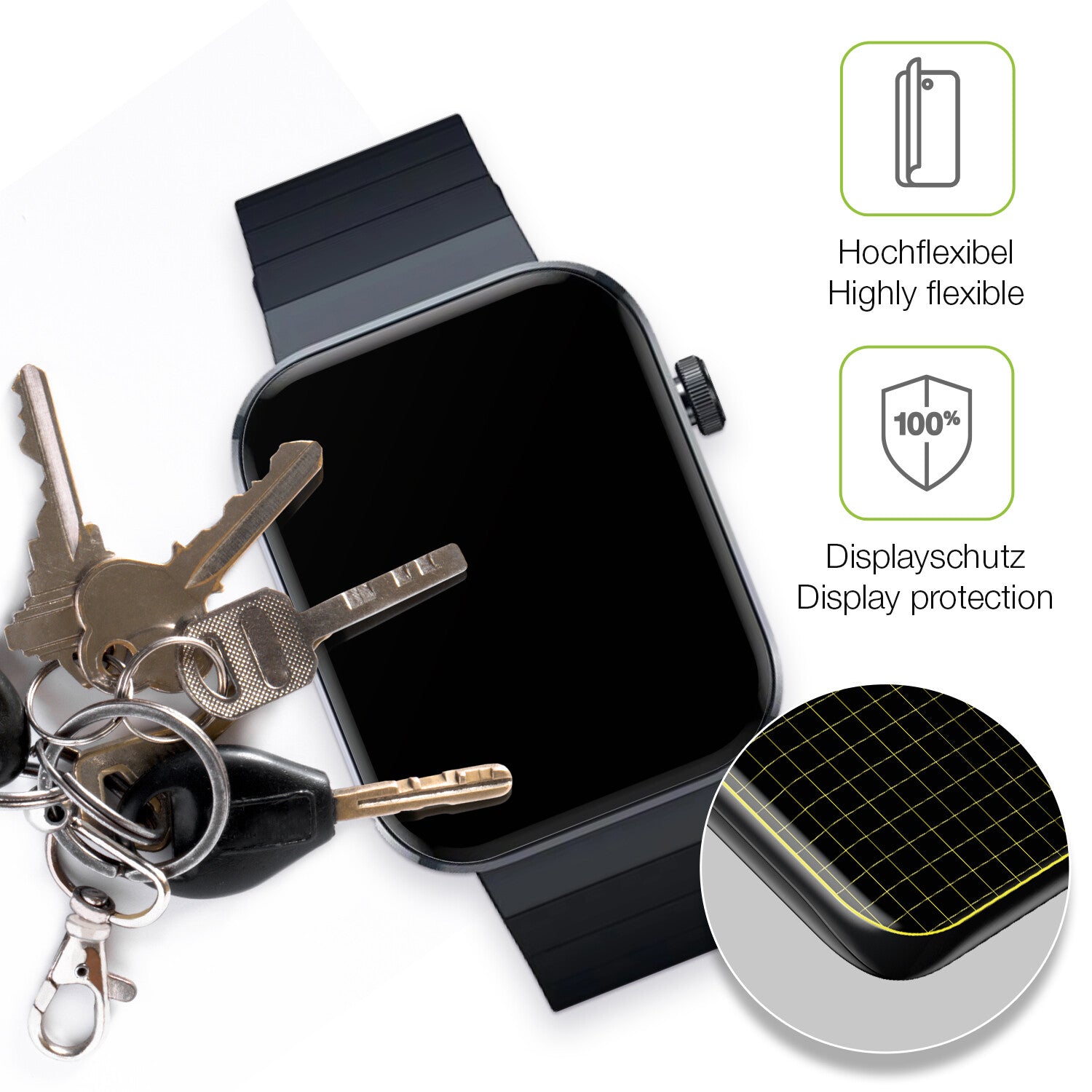 dipos Displayschutz für Mibro Watch T1, transparente Oberfläche, perfekte Passform auch für die Rundungen
