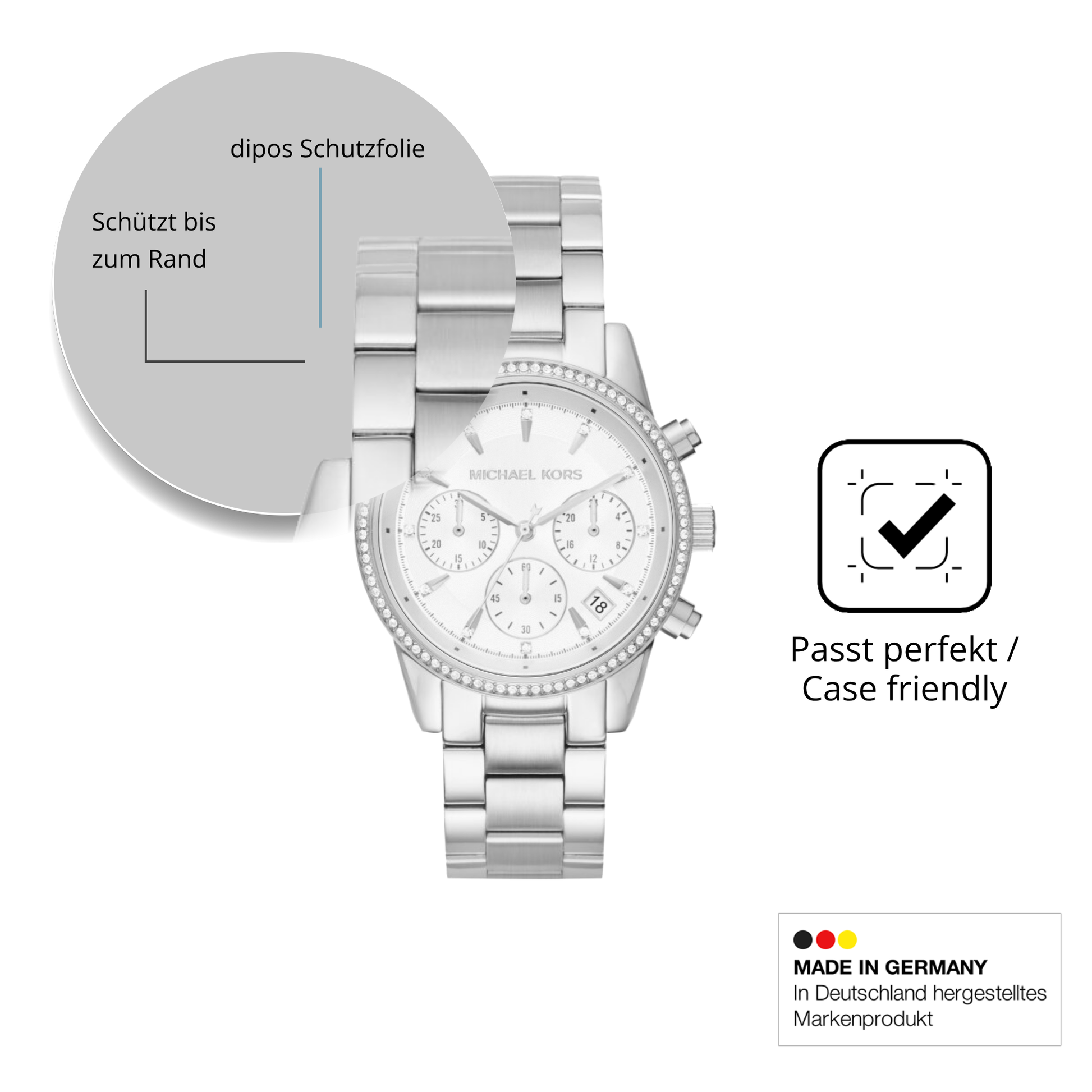 Schutzglasfolie mit optimaler Passform, zur Verwendung mit Hüllen geeignet