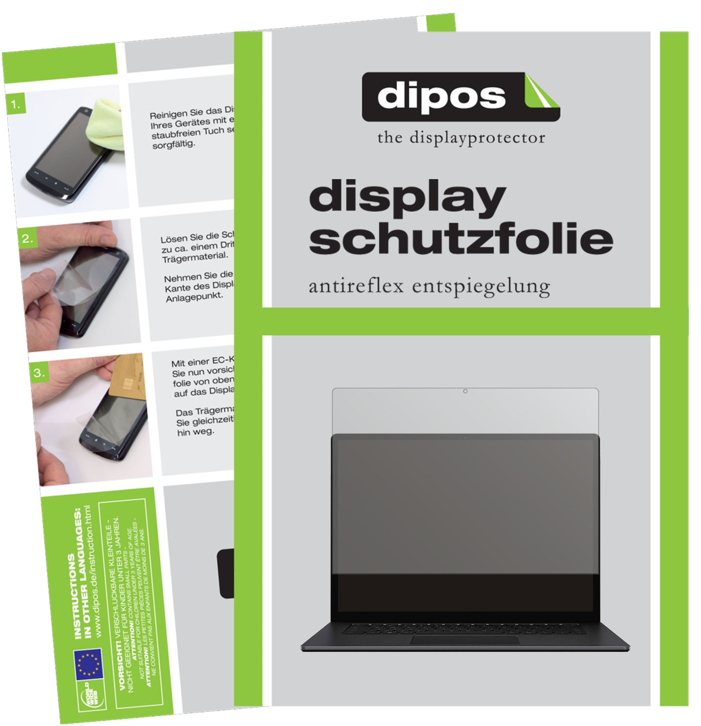 Matte Displayschutzfolie von dipos passend für Microsoft Surface 4 15 Zoll, präziser Zuschnitt und blasenfrei montiert
