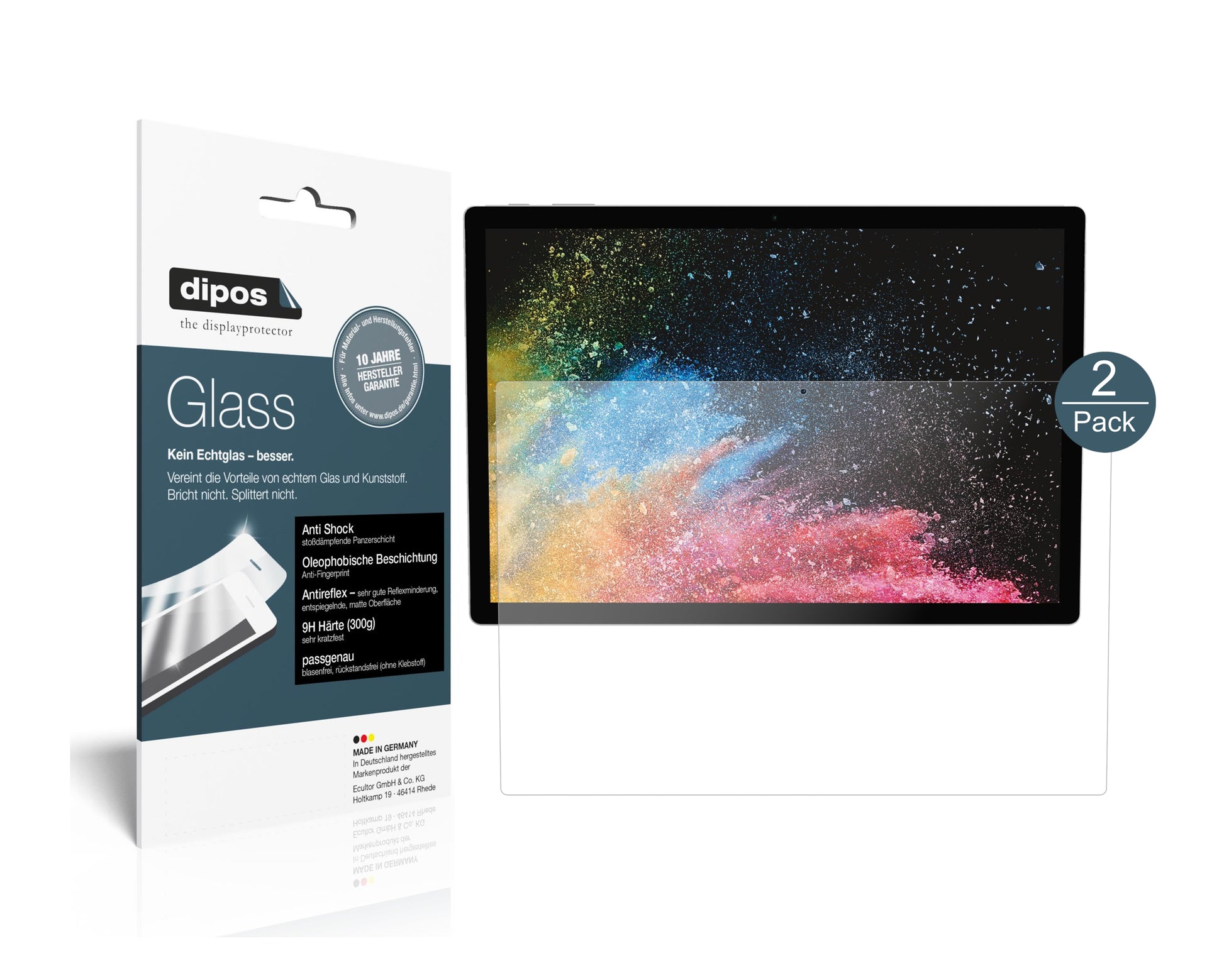 Matte Displayschutzfolie von dipos passend für Microsoft Surface Book 3 15 Zoll, 9H kratzfest und blasenfrei montiert