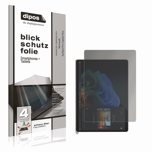 Blickschutzfolie von dipos passend für Microsoft Surface Pro Copilot Plus, präziser Zuschnitt und blasenfrei montiert