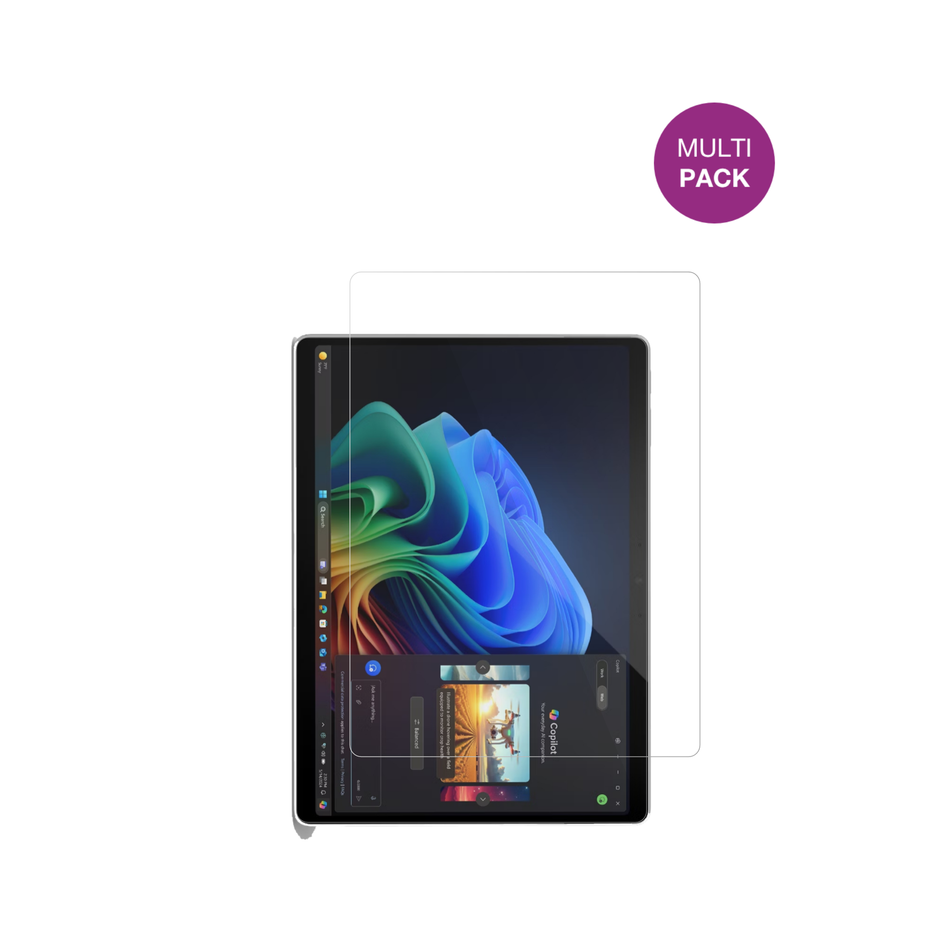 MicrosoftSurface Pro Copilot Plus mit aufgebrachter dipos Displayschutzfolie, glasklare Darstellung ohne Einschränkungen