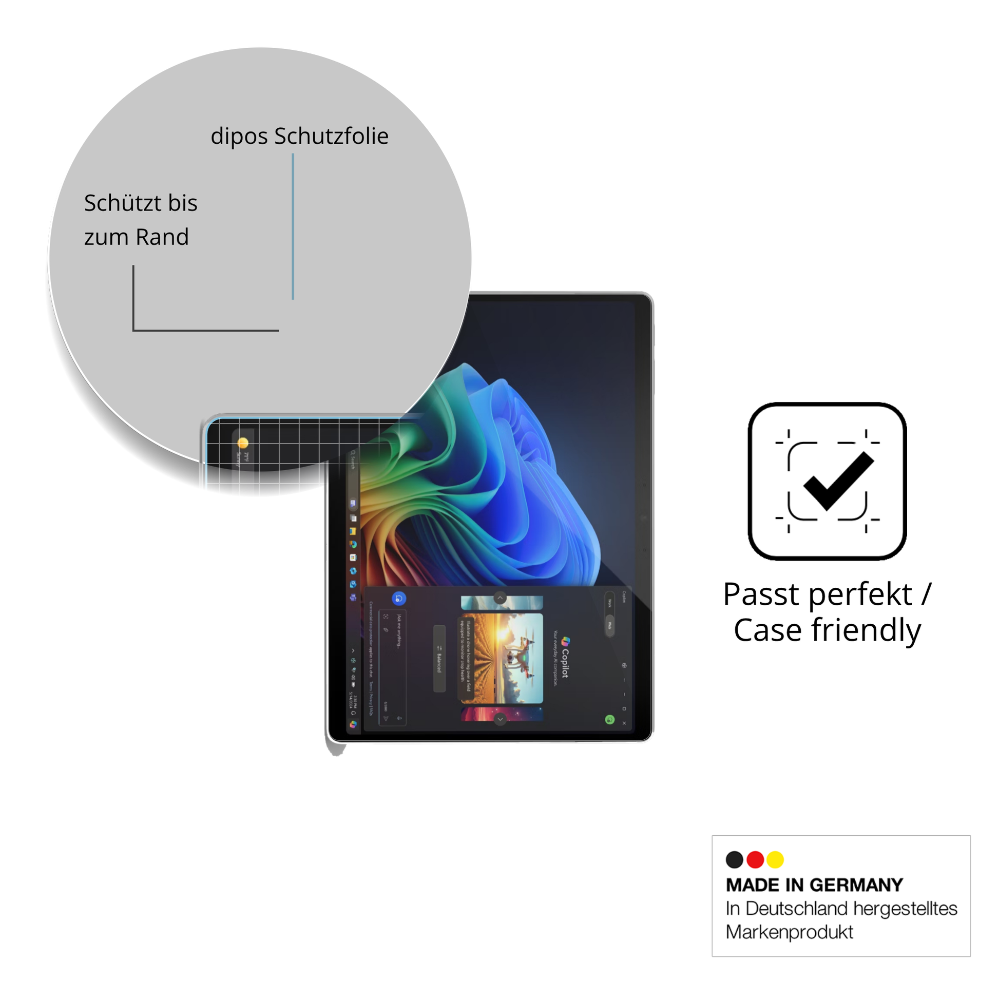 Besonders flexibler Displayschutz mit Anti-Shock-Schicht im Materialmix