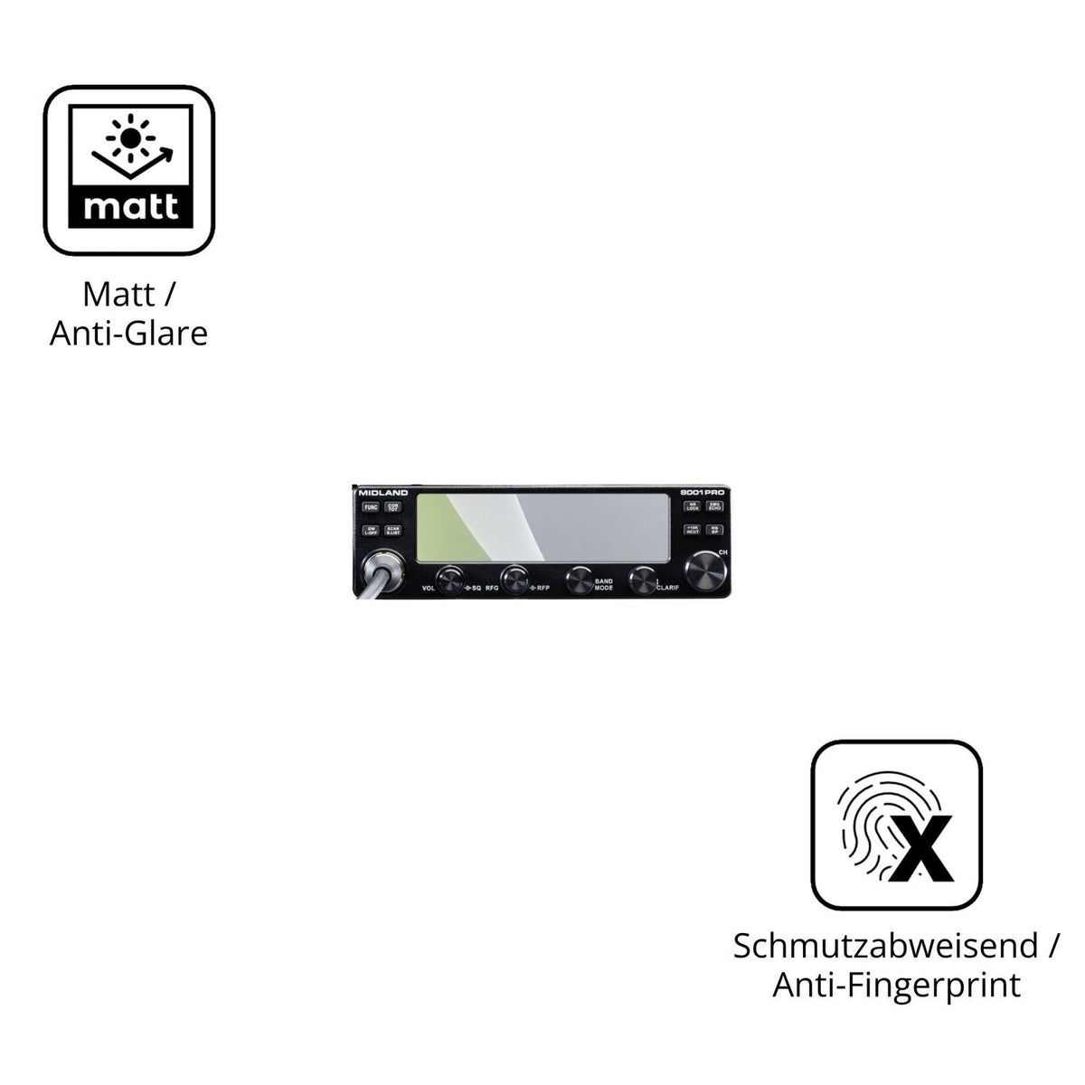 2x Schutzfolie matt für Midland 8001 Pro Display-Schutzfolie