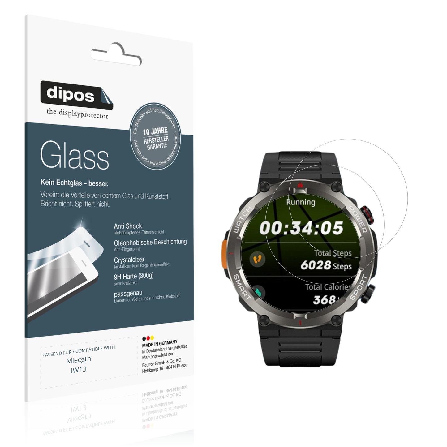 Klare Displayschutzfolie von dipos passend für Miecgth IW13, 9H kratzfest und blasenfrei montiert