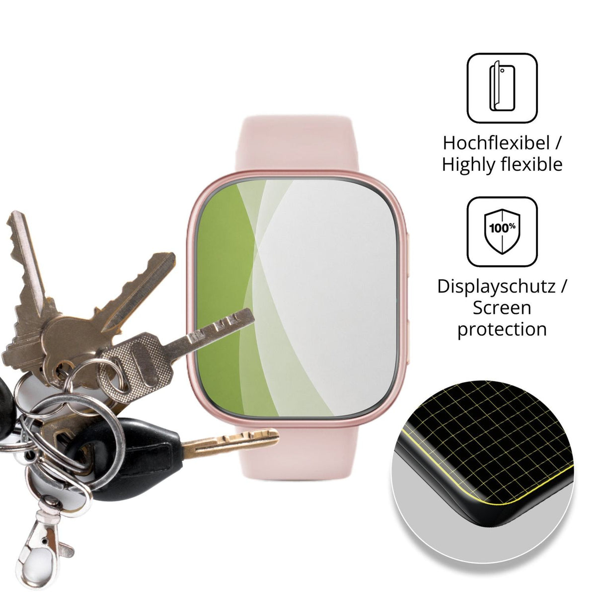 dipos Displayschutz für Mingtawn Q888, transparente Oberfläche, perfekte Passform auch für die Rundungen