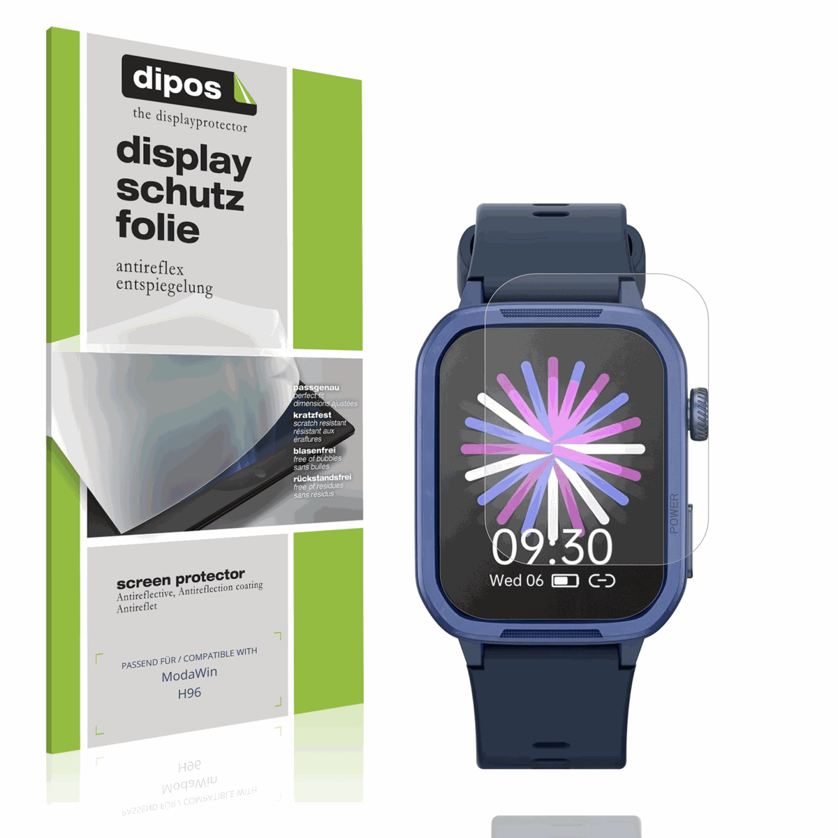 Matte Displayschutzfolie von dipos passend für modawinh96, präziser Zuschnitt und blasenfrei montiert