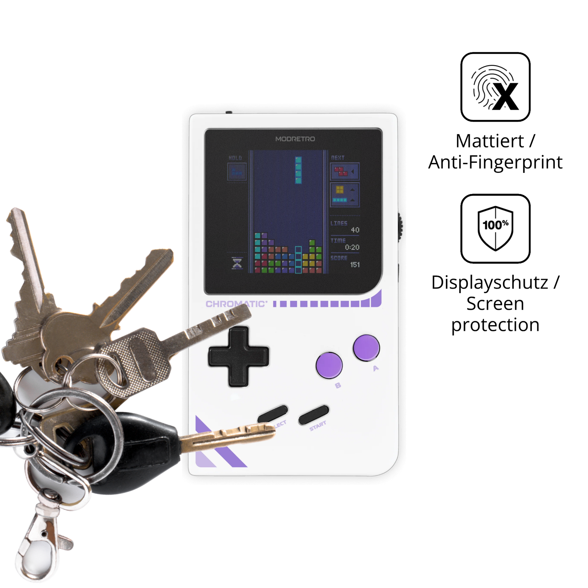dipos Displayschutz für Modretro Chromatic, mattierte Oberfläche, Blickschutzfilter und perfekter Passform