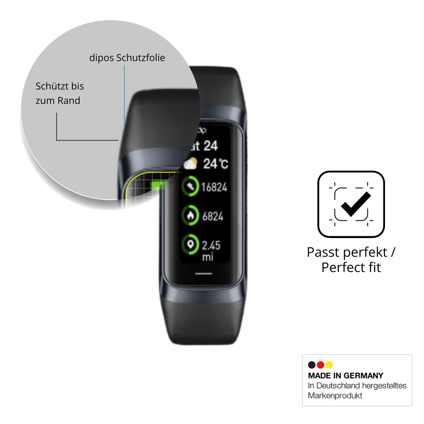 Schutzfolie mit optimaler Passform, zur Verwendung mit Hüllen geeignet