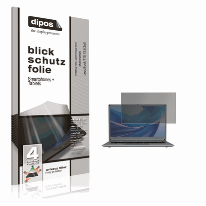 Blickschutzfolie von dipos passend für Morostron LeadBook T15 15.6 Zoll, präziser Zuschnitt und blasenfrei montiert