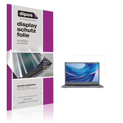 Klare Displayschutzfolie von dipos passend für Morostron LeadBook T15 15.6 Zoll, präziser Zuschnitt und blasenfrei montiert