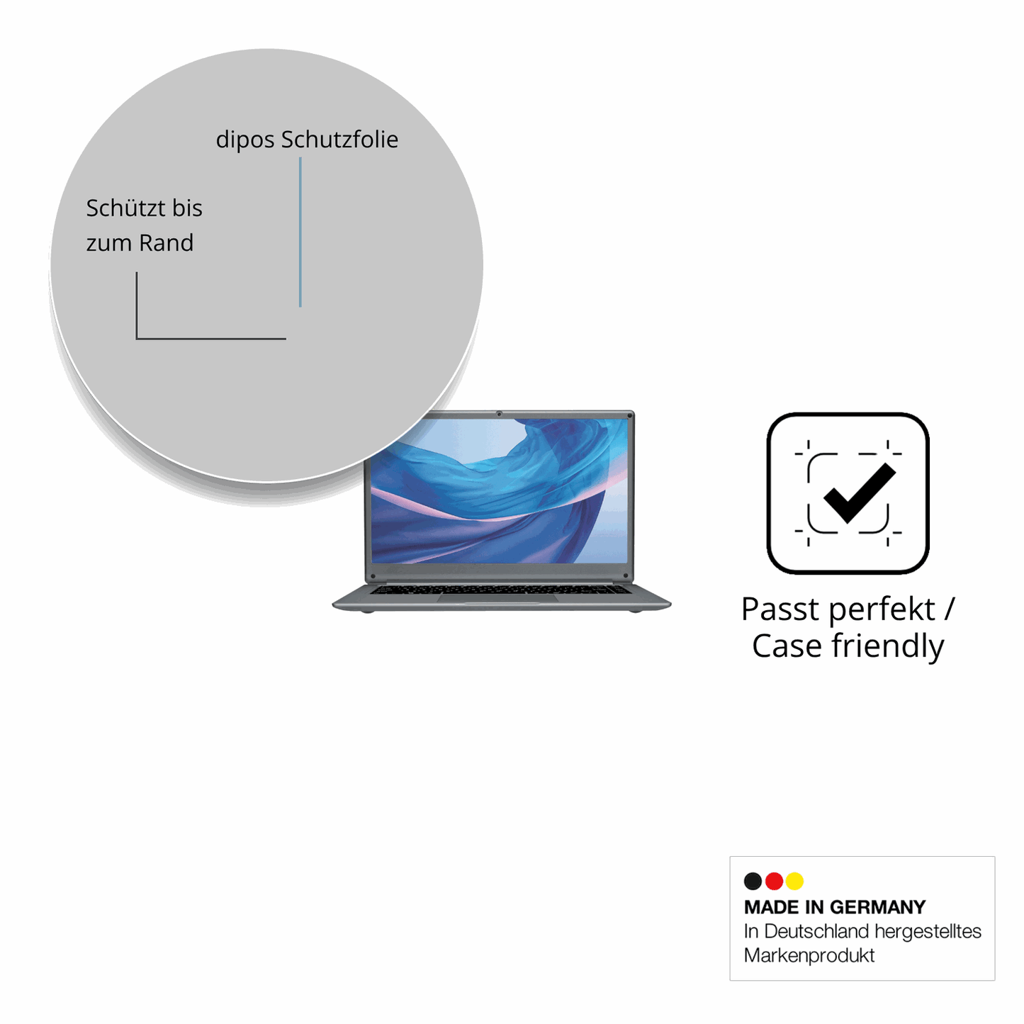Schutzglasfolie mit optimaler Passform, zur Verwendung mit Hüllen geeignet