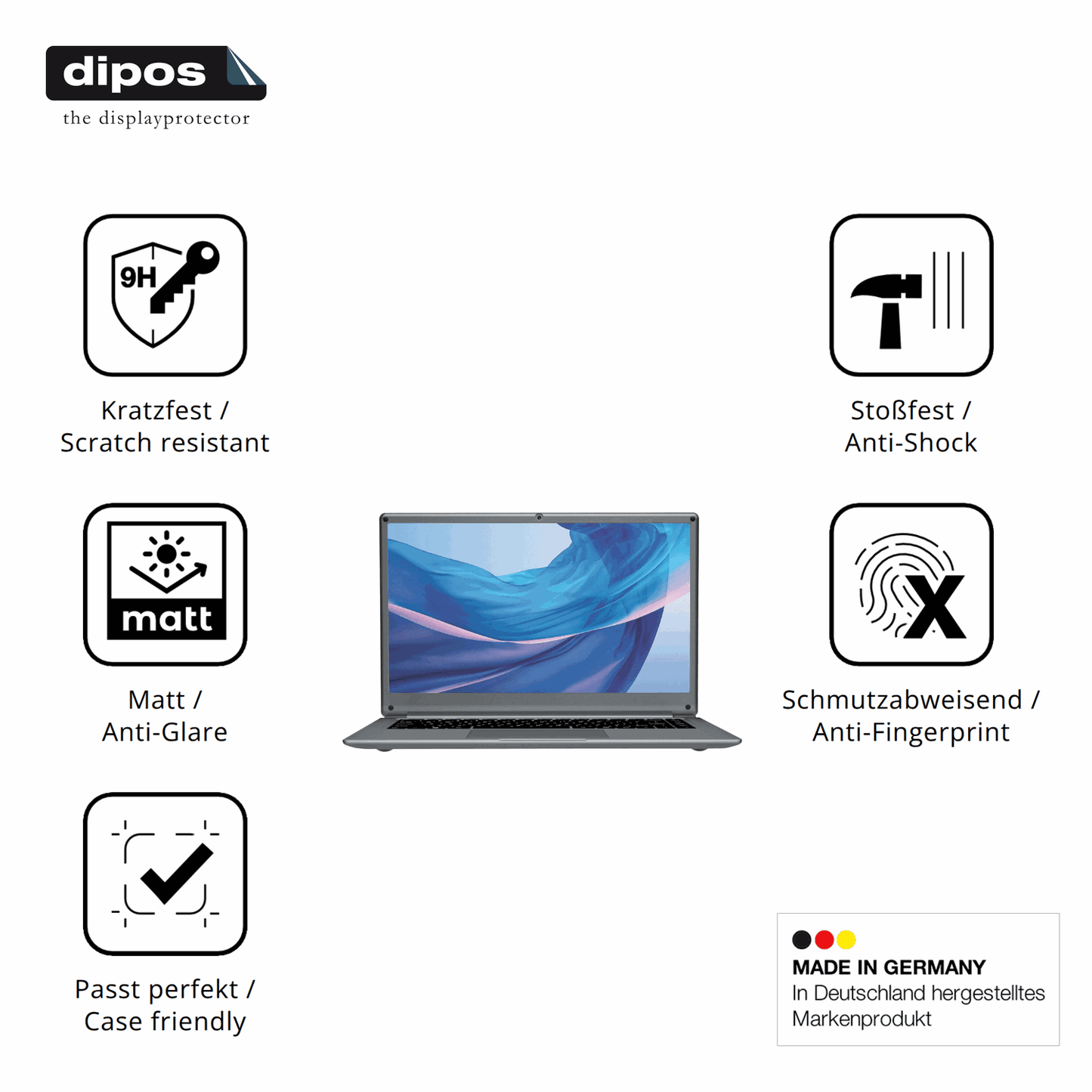 Displayschutz hergestellt in Deutschland, höchste Qualität made in Germany